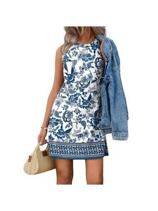 Dresses & Skirts - Sleeveless Boho Tank Dress Crewneck Summer